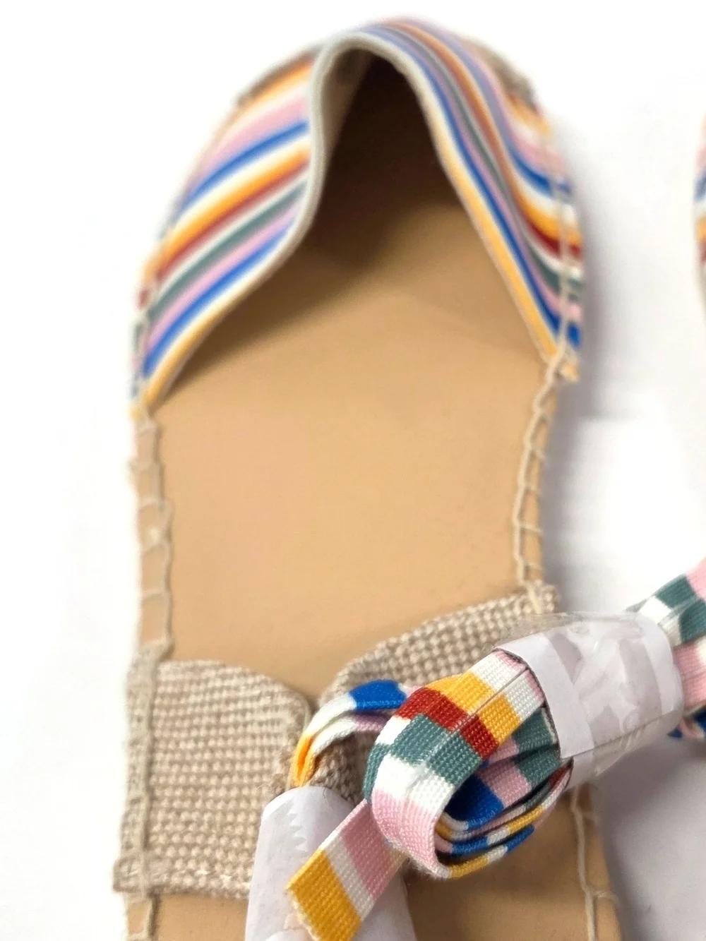 JustFab Ayla Rainbow Striped Espadrille Sandals Ankle Ties Size 11 NWOT
